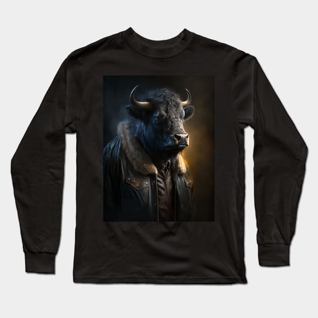 Royal Portrait of a Water Buffalo Long Sleeve T-Shirt by pxdg